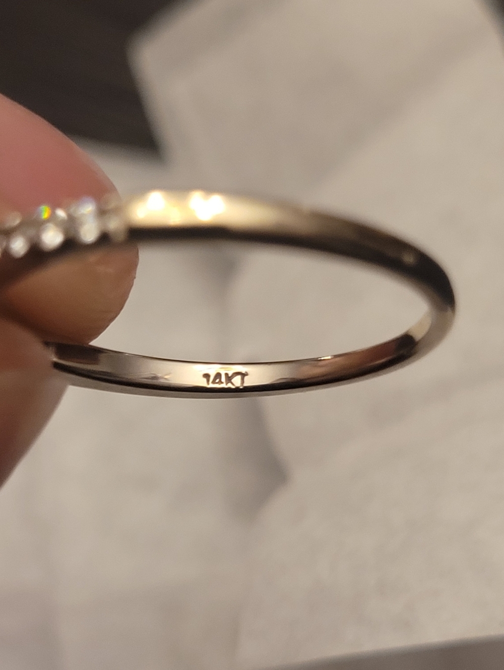 Delicate Silver Pavé Stackable Ring - White - Picture 5 of 7